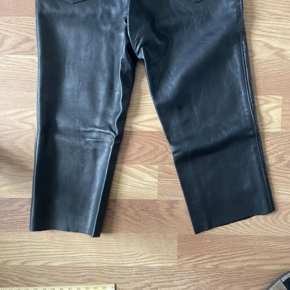 Schott NYC 600 Cowhide Men Leather Chopped  Black Motorcycle Pant Made In USA